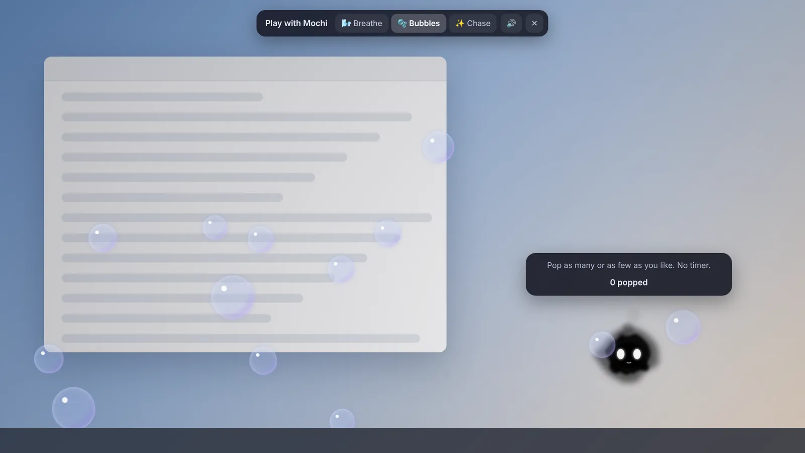 Bubble pop game across the desktop